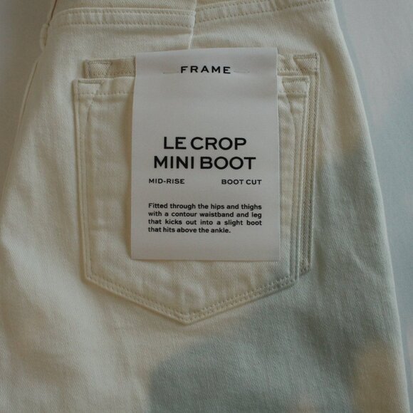 Frame Le Crop Mid Rise Mini Boot Cut Two Tone Ivory Beige Denim Jeans 27 NWT - Picture 7 of 8